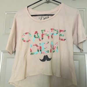Carpe Diem Floral Mustache Crop Top